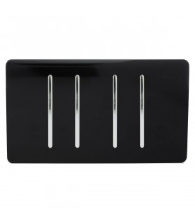 Artistic Modern 4 Gang 2 Way 10 Amp Rocker Twin Plate Gloss Black Finish-1