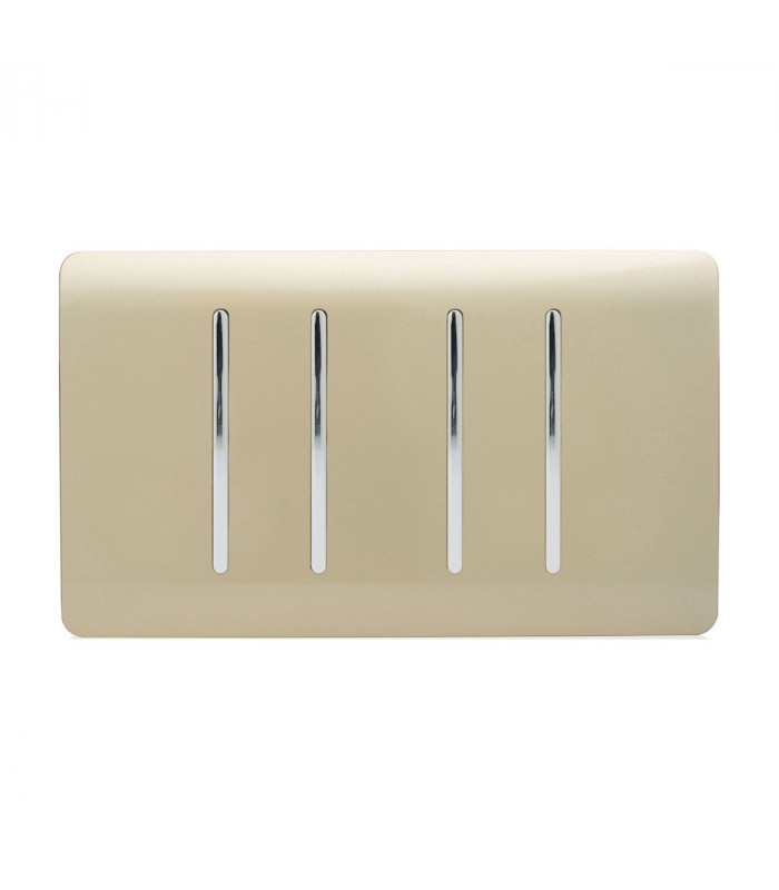 Artistic Modern 4 Gang 2 Way 10 Amp Rocker Twin Plate Champagne Gold Finish-1