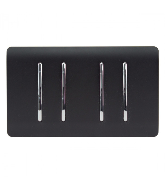 Artistic Modern 4 Gang 2 Way 10 Amp Rocker Twin Plate Matt Black Finish-1