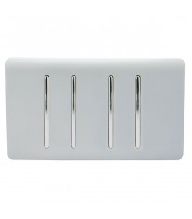 Artistic Modern 4 Gang 2 Way 10 Amp Rocker Twin Plate Silver Finish-1