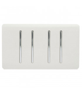 Artistic Modern 4 Gang 2 Way 10 Amp Rocker Twin Plate Gloss White Finish-1
