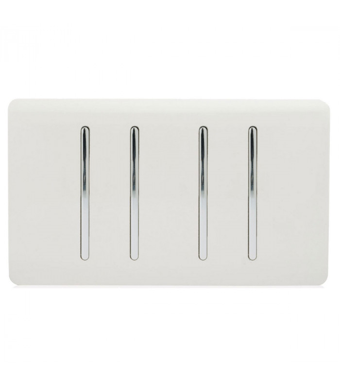 Artistic Modern 4 Gang 2 Way 10 Amp Rocker Twin Plate Gloss White Finish-1