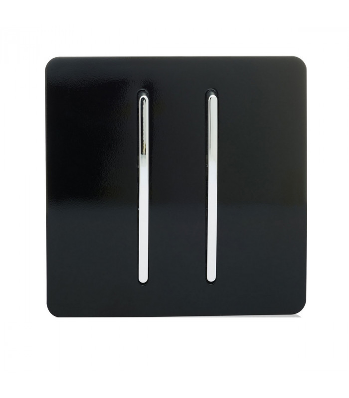 Artistic Modern 2 Gang 2 Way 10 Amp Rocker Gloss Black Finish-1