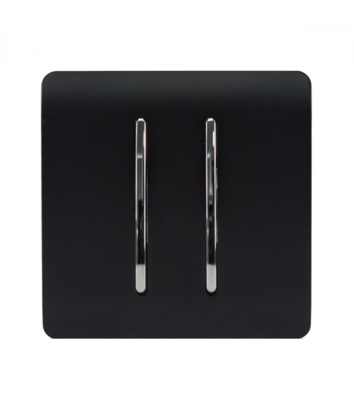 Artistic Modern 2 Gang 2 Way 10 Amp Rocker Matt Black Finish-1