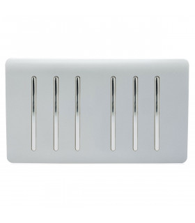Artistic Modern 6 Gang 2 Way 10 Amp Rocker Twin Plate Silver Finish-1