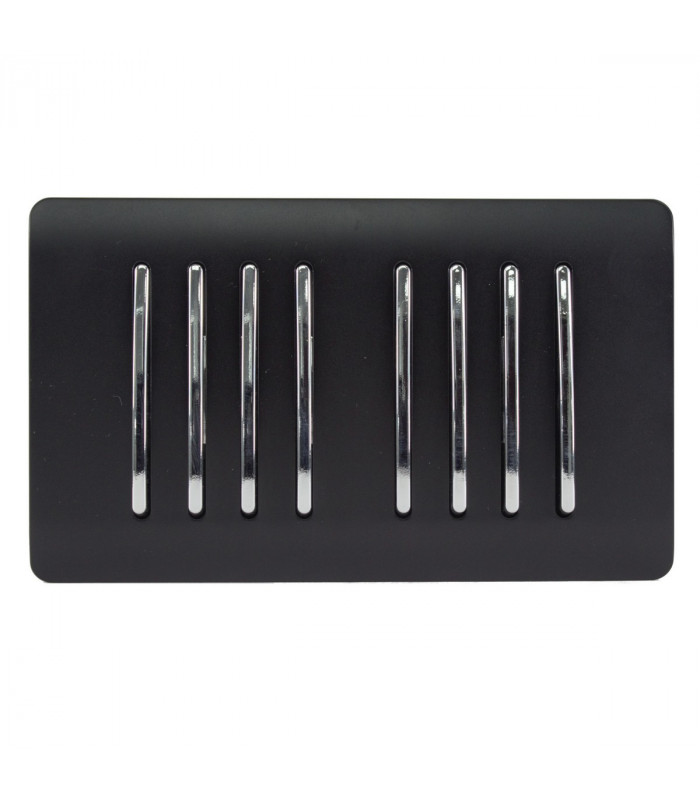 Artistic Modern 8 Gang 2 Way 10 Amp Rocker Twin Plate Matt Black Finish-1
