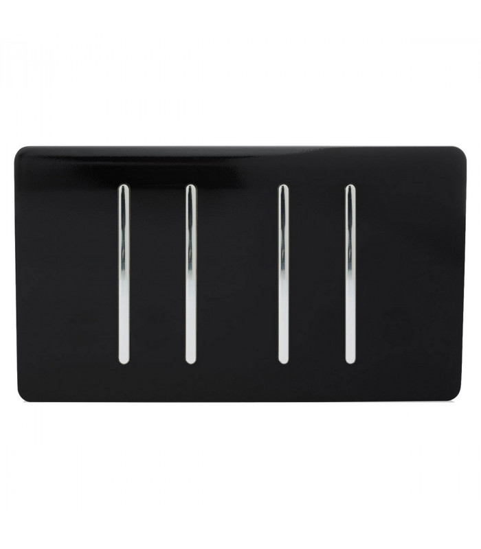 Artistic Modern 4 Gang (4xIntermediate) 10 Amp Rocker Gloss Black Finish-1