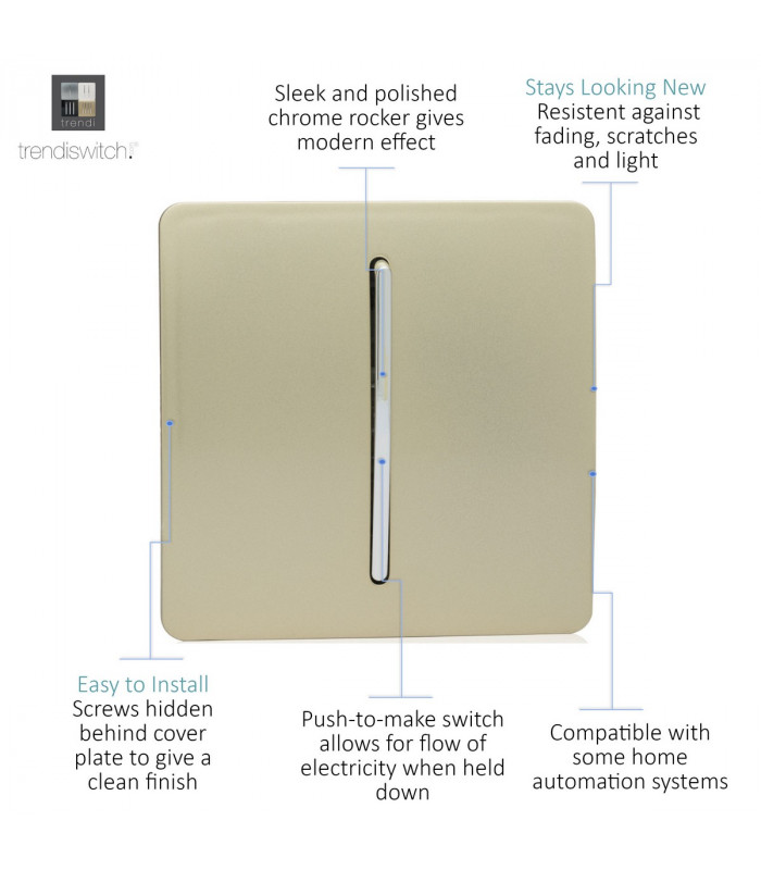 Artistic Modern 1 Gang Retractive Home Auto.Switch Champagne Gold Finish-3