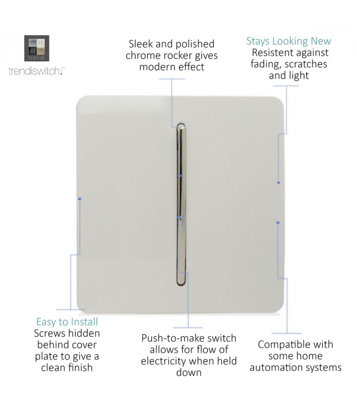 Artistic Modern 1 Gang Retractive Home Auto.Switch Gloss White Finish-3