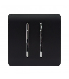 Artistic Modern 2 Gang Retractive Home Auto.Switch Matt Black Finish-1