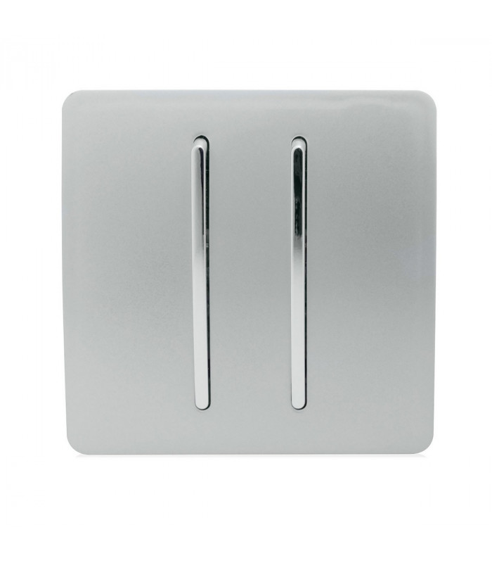 Artistic Modern 2 Gang Retractive Home Auto.Switch Silver Finish-1