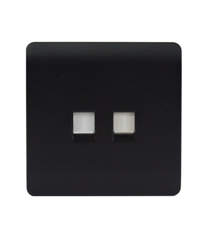 Artistic Modern RJ11 Telephone & PC Ethernet Matt Black Finish-3