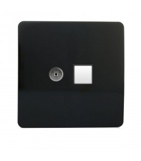 Artistic Modern TV Co-Axial & RJ11 Telephone Gloss Black Finish-1