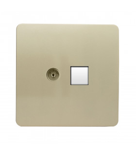 Artistic Modern TV Co-Axial & RJ11 Telephone Champagne Gold Finish-1