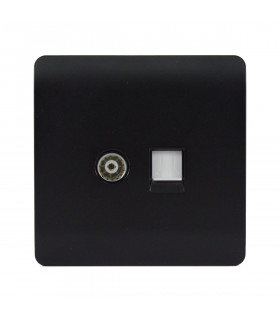 Artistic Modern TV Co-Axial & RJ11 Telephone Matt Black Finish-1