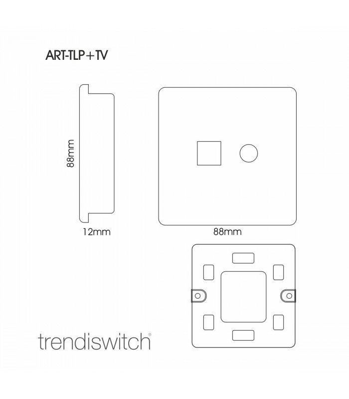 Artistic Modern TV Co-Axial & RJ11 Telephone Silver Finish-2
