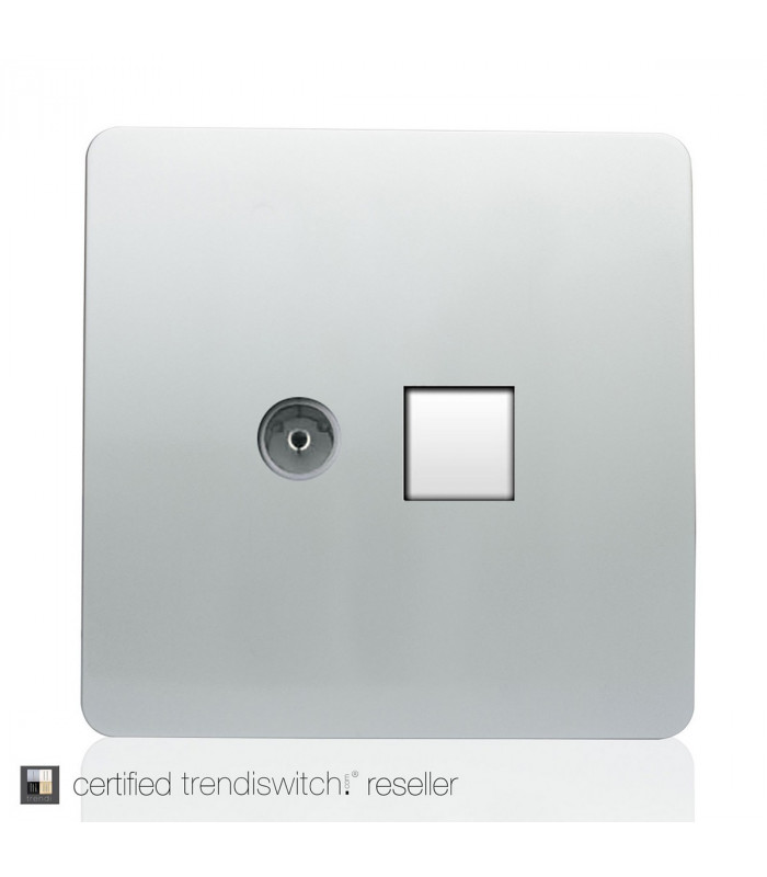 Artistic Modern TV Co-Axial & RJ11 Telephone Silver Finish-3