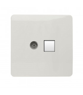 Artistic Modern TV Co-Axial & RJ11 Telephone Gloss White Finish-1