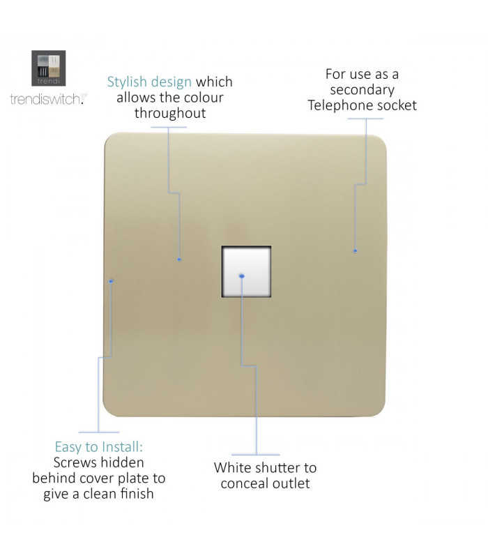 Artistic Modern 1 Gang RJ11 Telephone Champagne Gold Finish-3