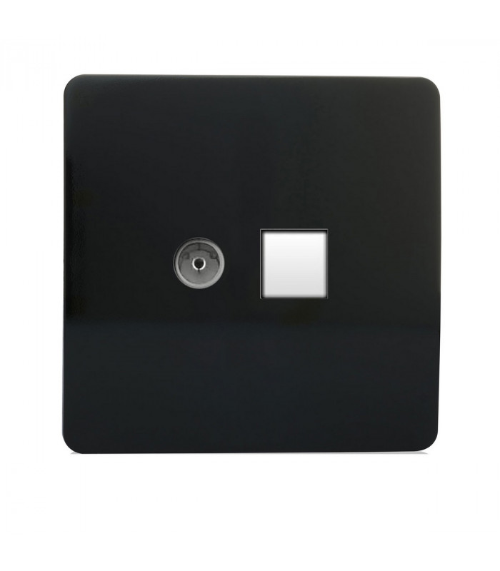 Artistic Modern TV Co-Axial & PC Ethernet  Gloss Black Finish-1