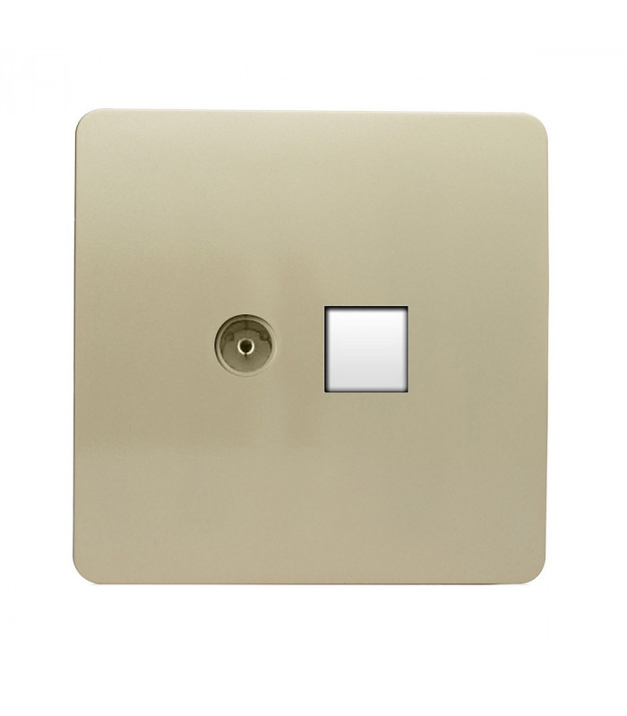 Artistic Modern TV Co-Axial & PC Ethernet  Champagne Gold Finish-1