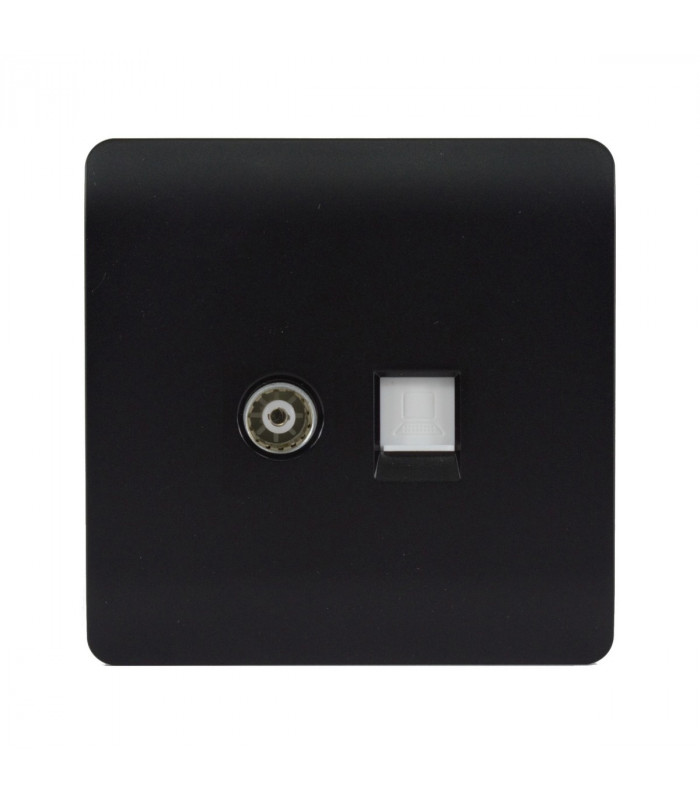 Artistic Modern TV Co-Axial & PC Ethernet  Matt Black Finish-1