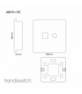 Artistic Modern TV Co-Axial & PC Ethernet  Matt Black Finish-2