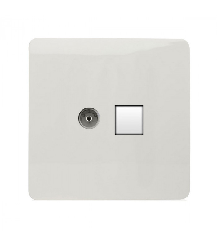 Artistic Modern TV Co-Axial & PC Ethernet  Gloss White  Finish-1