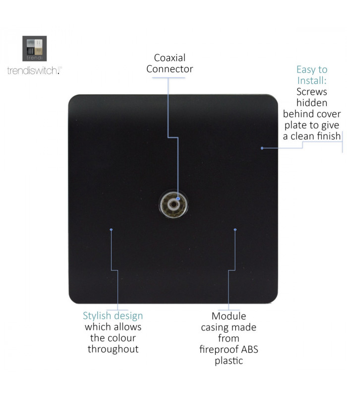 Artistic Modern TV Co-Axial 1 Gang Matt Black Finish-3