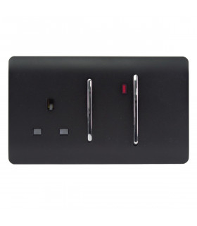 Artistic Modern Cooker Control Panel 13amp with 45amp Switch Matt Black Finish-1