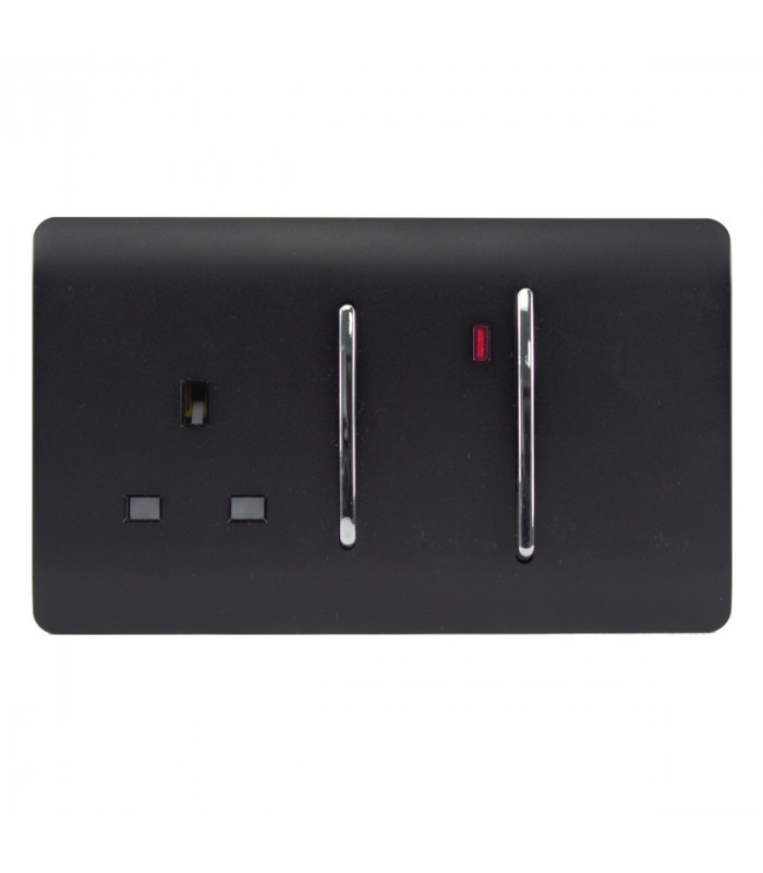 Artistic Modern Cooker Control Panel 13amp with 45amp Switch Matt Black Finish-1