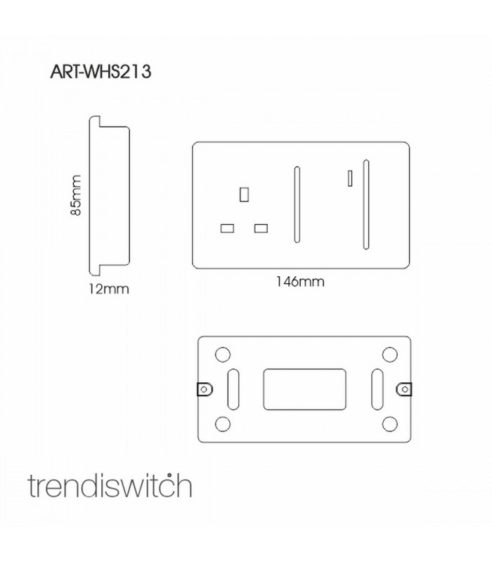 Artistic Modern Cooker Control Panel 13amp with 45amp Switch Matt Black Finish-2