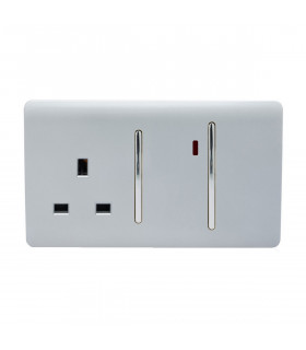 Artistic Modern Cooker Control Panel 13amp with 45amp Switch Silver Finish-1