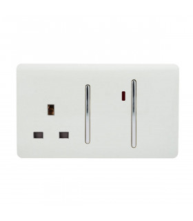 Artistic Modern Cooker Control Panel 13amp with 45amp Switch Gloss White Finish-1