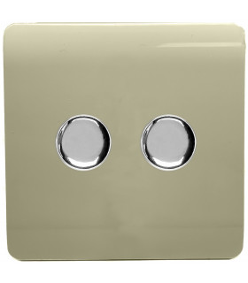 Artistic Modern 2 Gang 2 Way LED Dimmer Switch Gold Chrome Finish-1