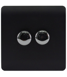 Artistic Modern 2 Gang 2 Way LED Dimmer Switch Matt Black Chrome Finish-1