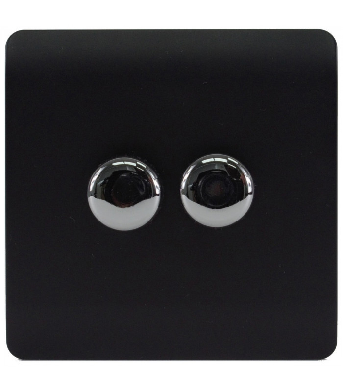 Artistic Modern 2 Gang 2 Way LED Dimmer Switch Matt Black Chrome Finish-1