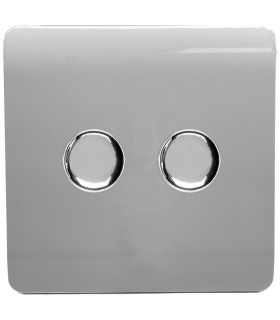 Artistic Modern 2 Gang 2 Way LED Dimmer Switch Silver Chrome Finish-1