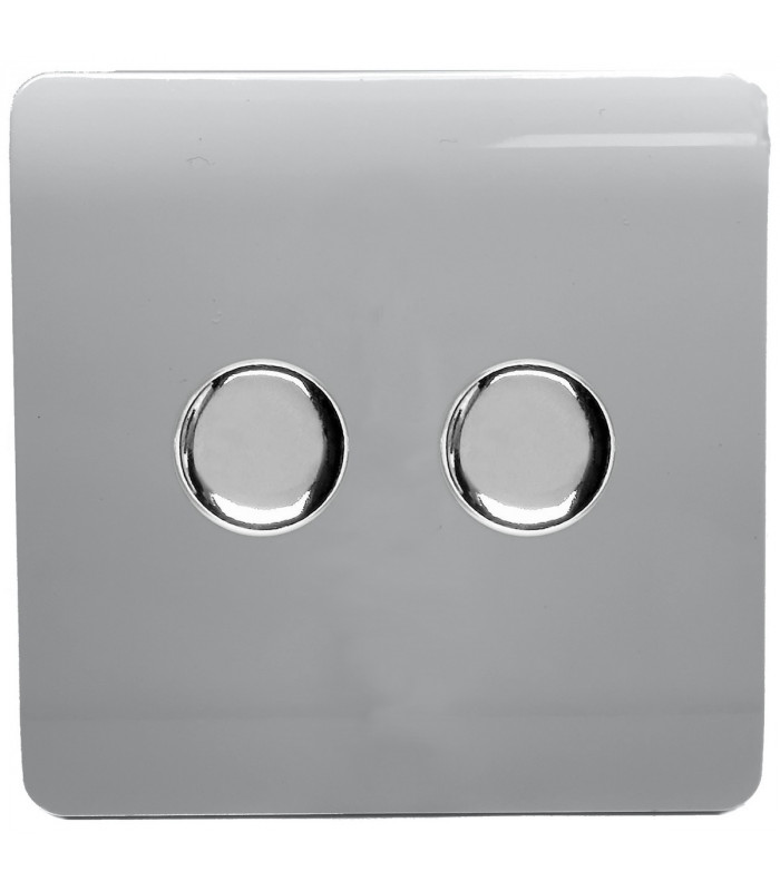 Artistic Modern 2 Gang 2 Way LED Dimmer Switch Silver Chrome Finish-1
