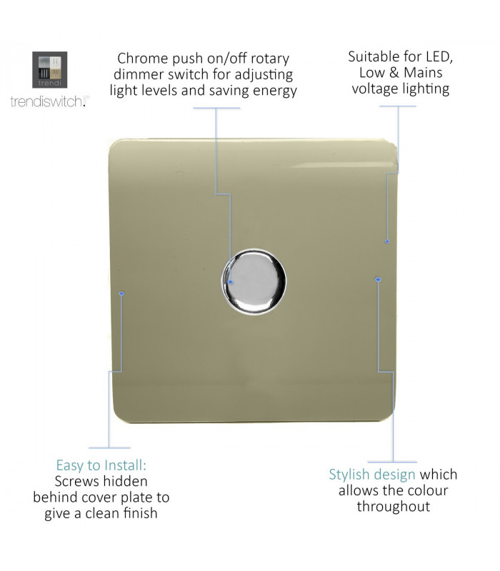 Artistic Modern 1 Gang 1 Way LED Dimmer Switch Gold Chrome Finish-3