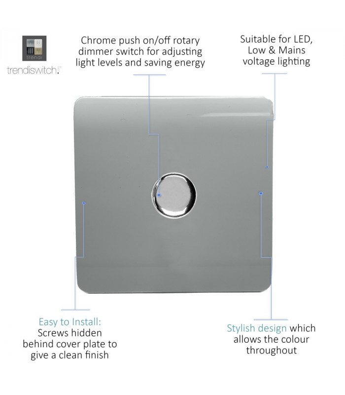 Artistic Modern 1 Gang 1 Way LED Dimmer Switch Silver Chrome Finish-3