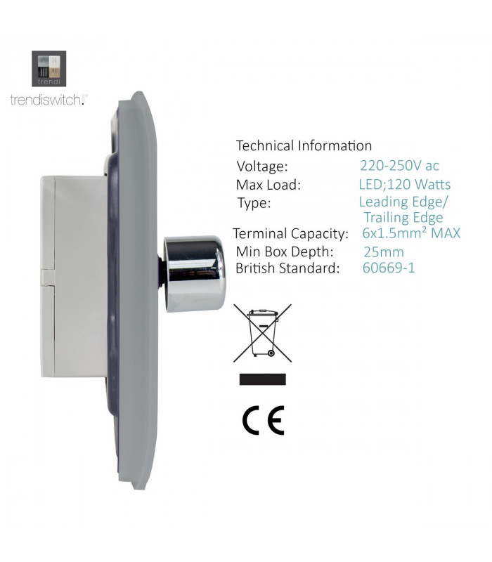 Artistic Modern 1 Gang 1 Way LED Dimmer Switch Silver Chrome Finish-4