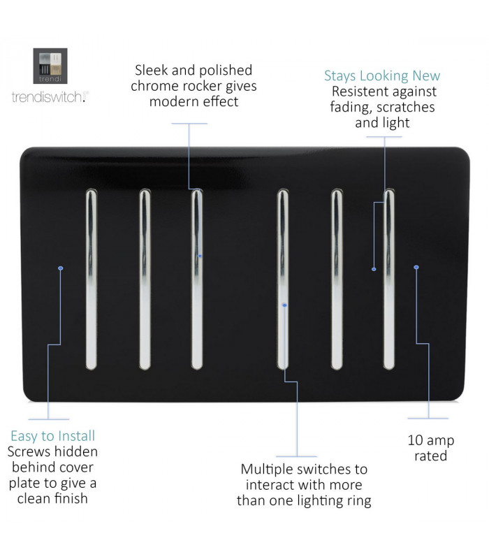 Artistic Modern 2 Gang 2 Way LED Dimmer Switch Gloss Black Chrome Finish-3