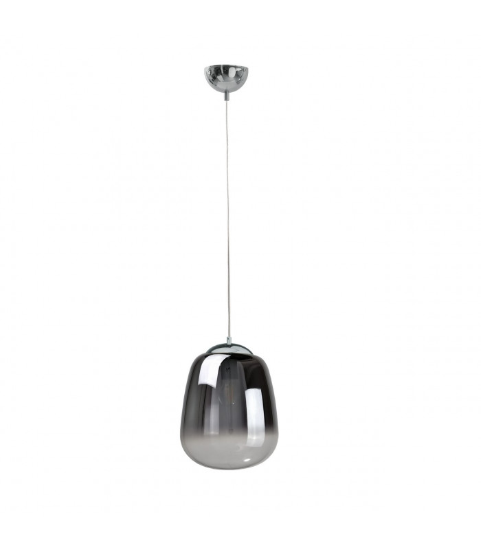 Smoky Dome Pendant Ceiling Light Black, Silver, 26cm, 1x E27