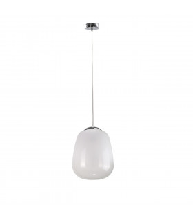 Smoky Dome Pendant Ceiling Light White, Silver, 26cm, 1x E27