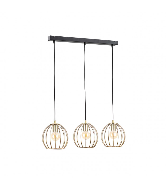 Globe Bar Pendant Ceiling Light Black, Gold, 60cm, 3x E27