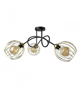 Mig Multi Arm Semi Flush Ceiling Light Black, Gold, 70cm, 3x E27