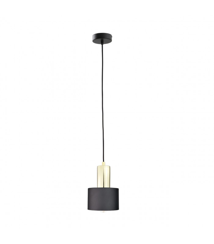 Luce Cylindrical Pendant Ceiling Light Black, Gold, 15cm, 1x E27
