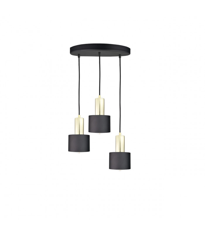Luce Cluster Pendant Ceiling Light Black, Gold, 30cm, 3x E27