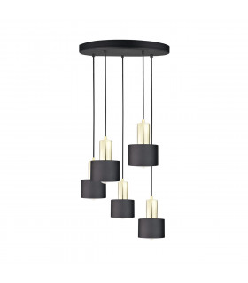 Luce Cluster Pendant Ceiling Light Black, Gold, 45cm, 5x E27